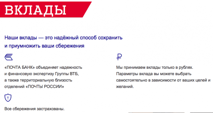 Вклады Почта Банка для Физических лиц в 2018 году - обзор предложений