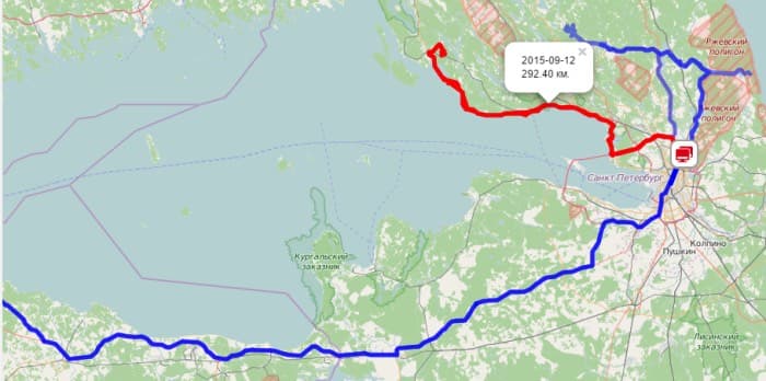 Пример трека с передвижением посылки на карте
